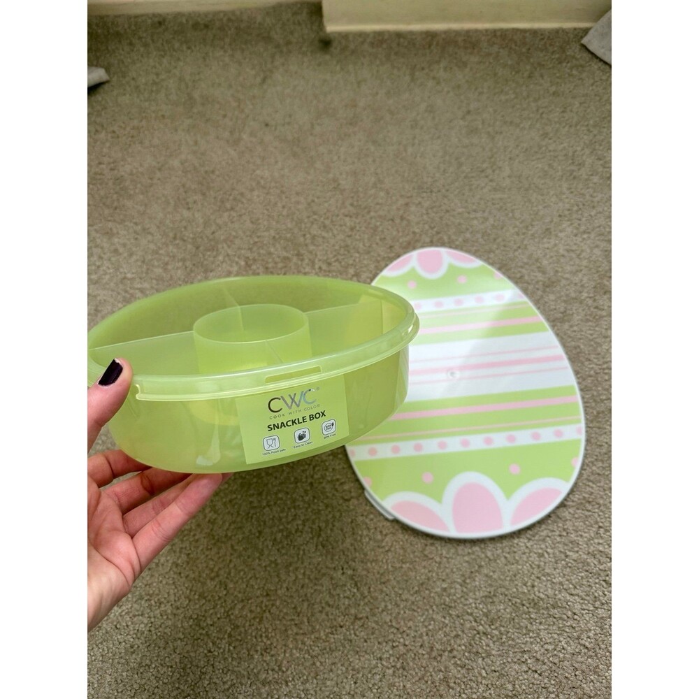 Easter Egg Snackle Box Food Storage Container Cook With Color Green White Pink